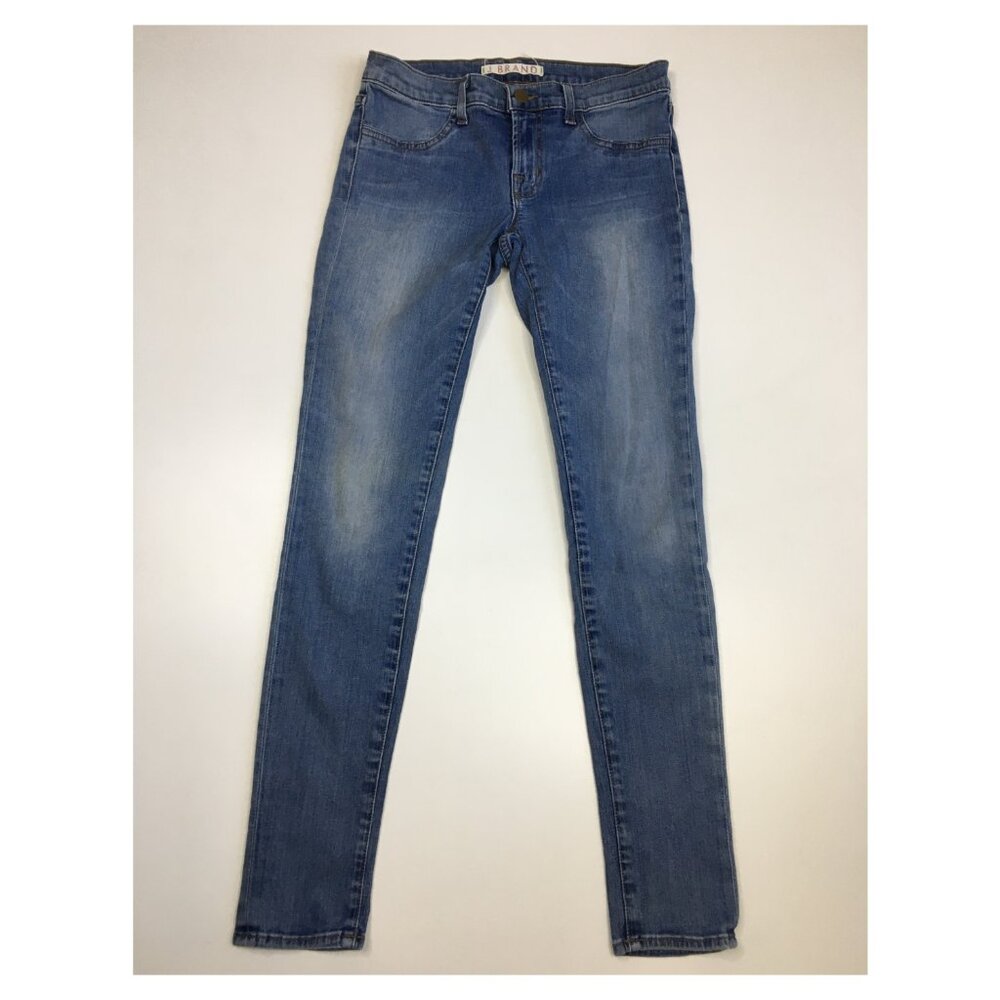 J BRAND Light/Medium Wash TAWNY Faux Pockets Logo Hardware Slim Fit Skinny Jeans